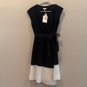 Joie Black and White Midi Dress